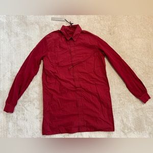 DAMIR DOMA SILENT Cotton Jersey Sleeves Ribbed Cuffs Hidden Button Up Shirt Red